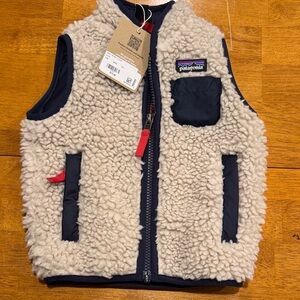Patagonia Kids' Cream and Navy Fleece Vest
